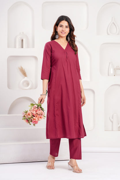 Burgundy Casual Wear Co-Ord set for Women | LASVINI - Redefining Indian Fashion with Elegance
