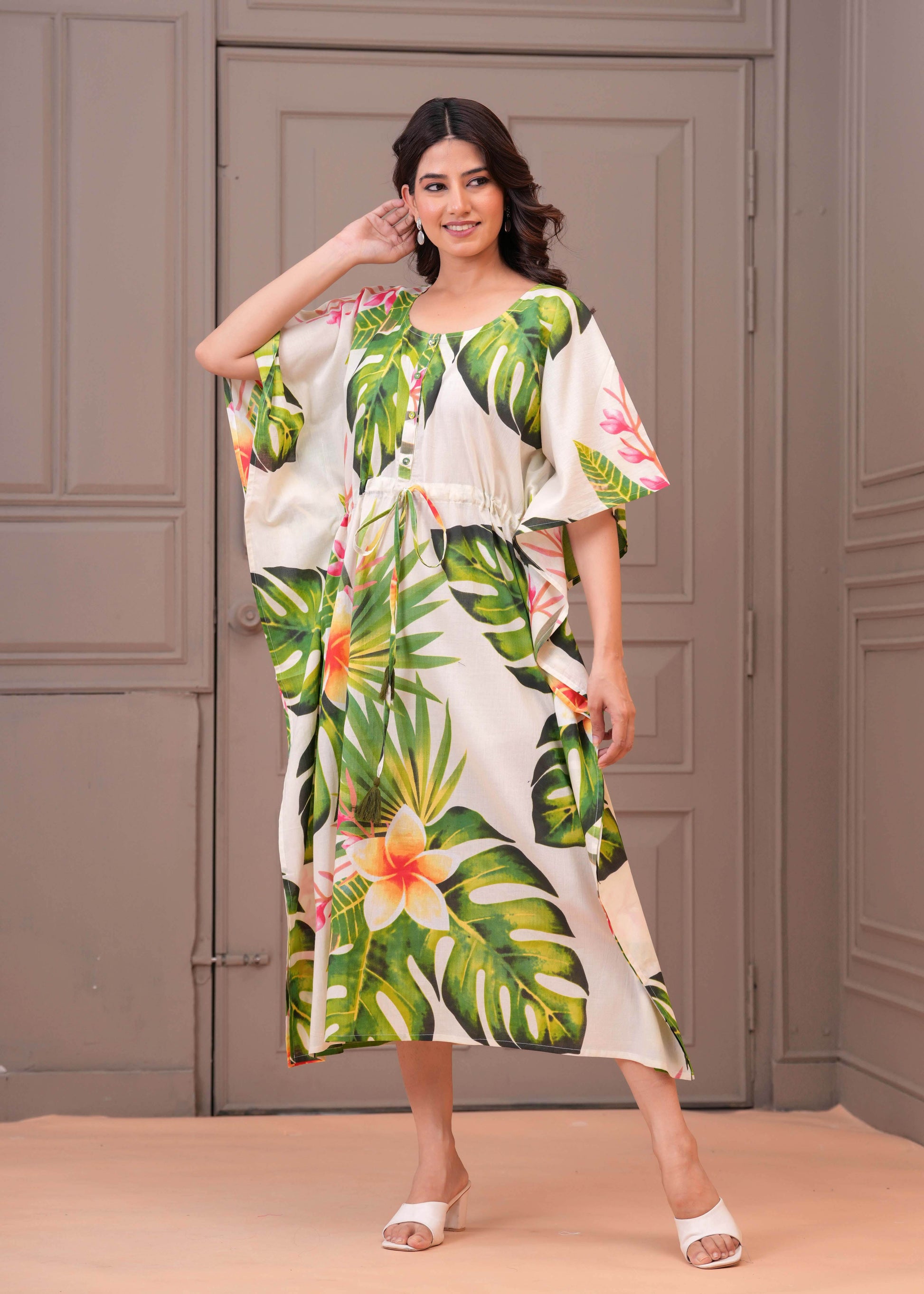 Multicolour Printed Kaftaan Maternity Dress for Women | LASVINI - Redefining Indian Fashion with Elegance