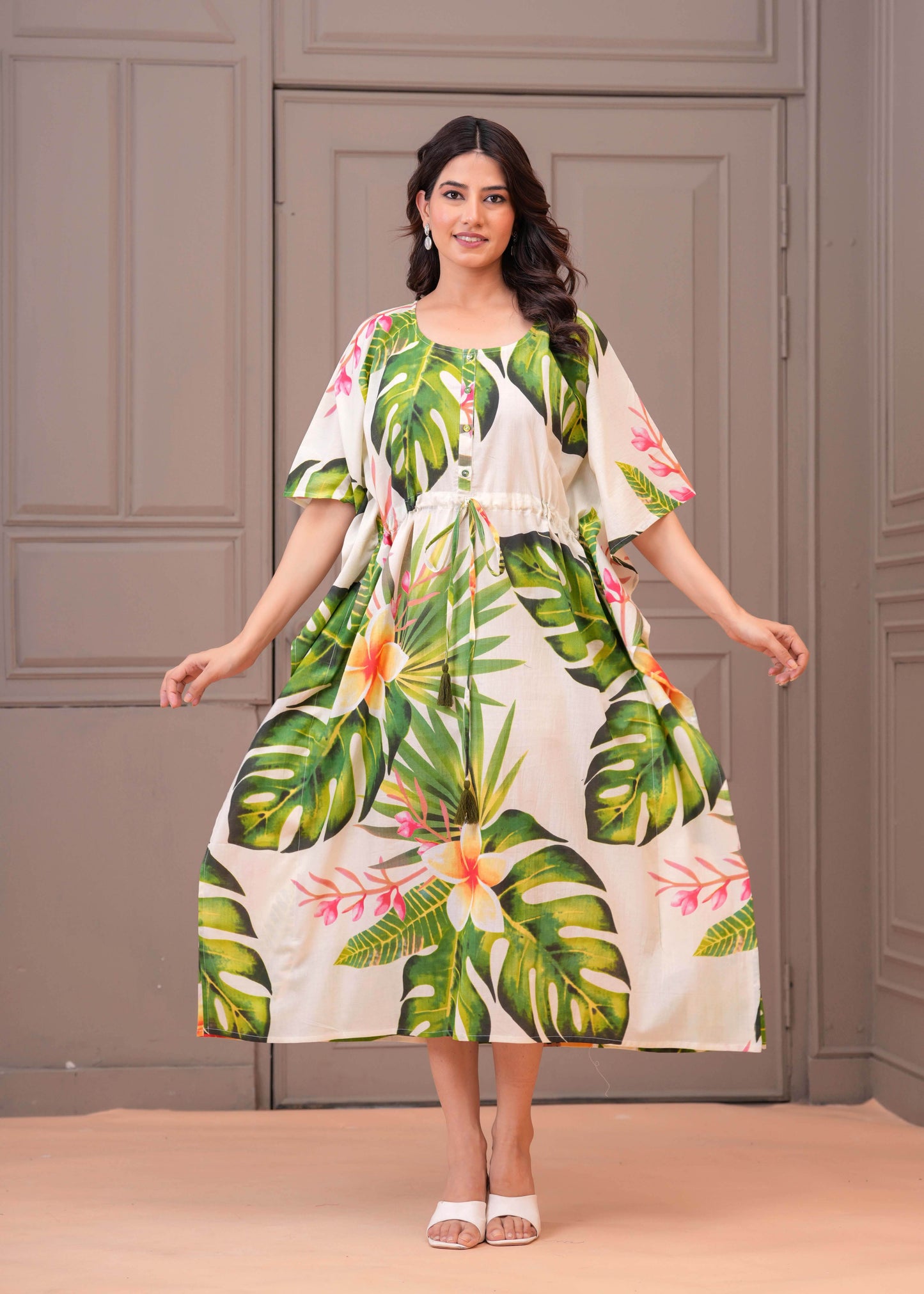 Multicolour Printed Kaftaan Maternity Dress for Women | LASVINI - Redefining Indian Fashion with Elegance