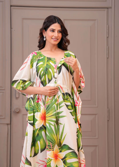 Multicolour Printed Kaftaan Maternity Dress for Women | LASVINI - Redefining Indian Fashion with Elegance