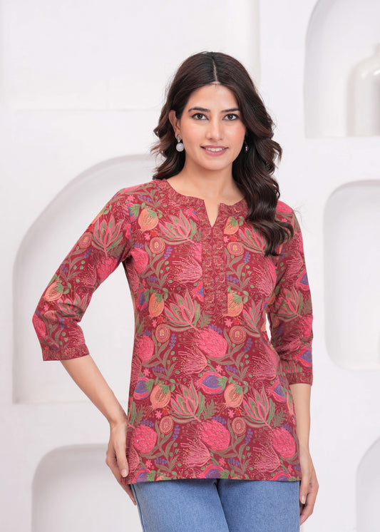Floral Printed Straight Tunic for Women | LASVINI - Redefining Indian Fashion with Elegance