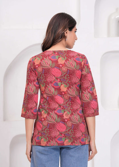 Floral Printed Straight Tunic for Women | LASVINI - Redefining Indian Fashion with Elegance