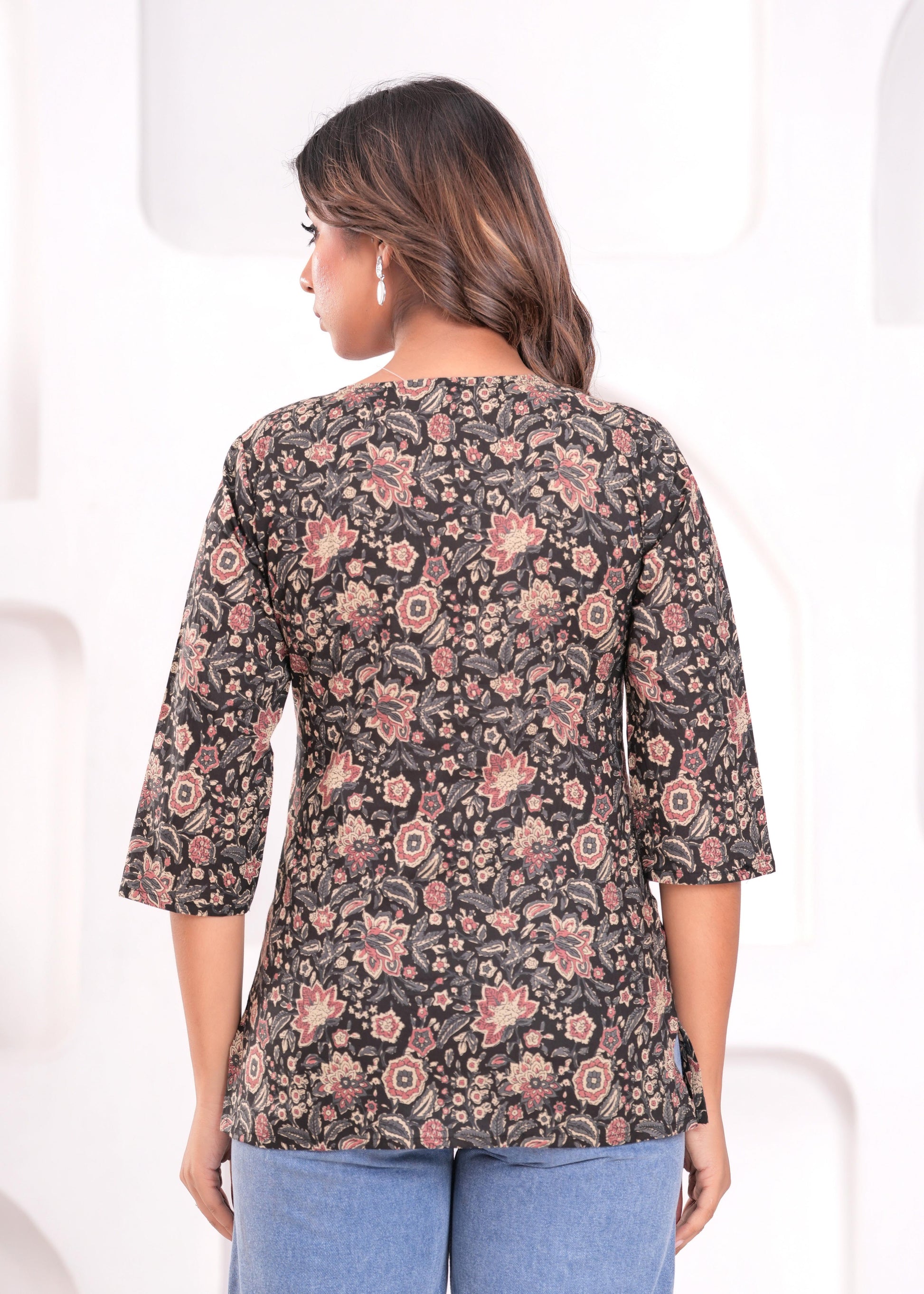 Black Printed Straight Tunic for Women | LASVINI - Redefining Indian Fashion with Elegance