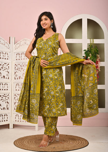 Floral Printed Kurta Set with Dupatta for Women | LASVINI - Redefining Indian Fashion with Elegance