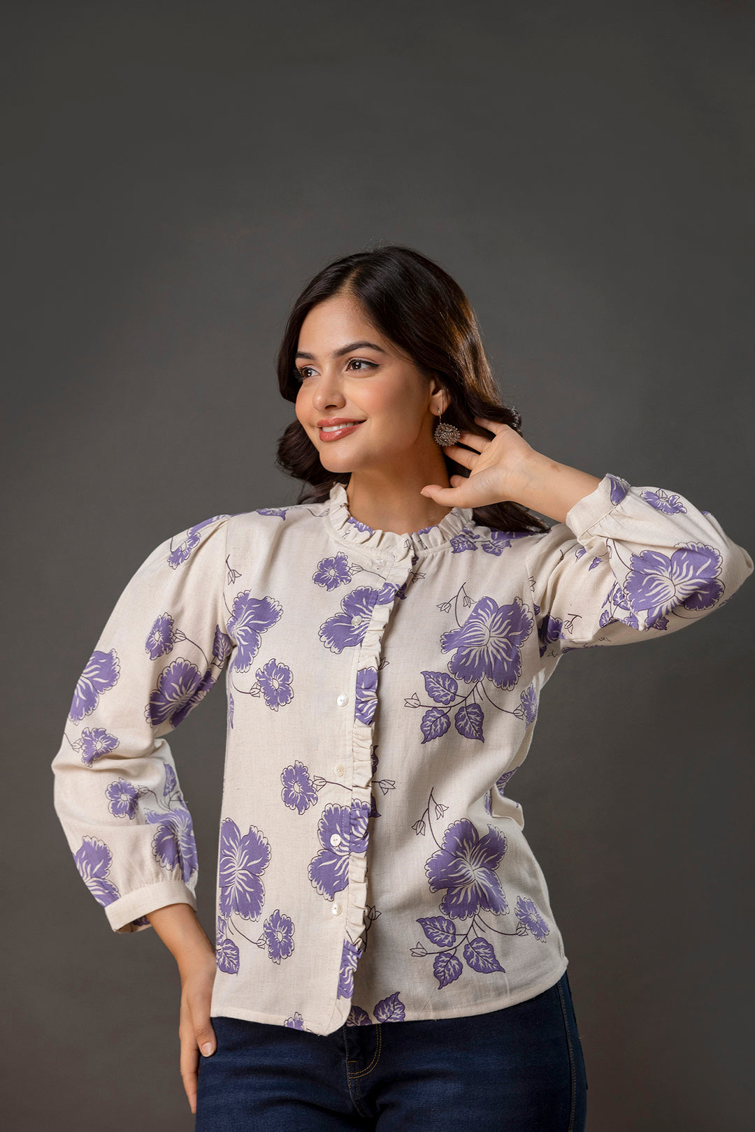 Off White Printed Top for Women | LASVINI - Redefining Indian Fashion with Elegance