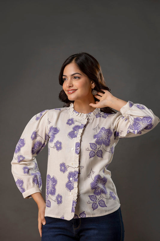 Off White Printed Top for Women | LASVINI - Redefining Indian Fashion with Elegance