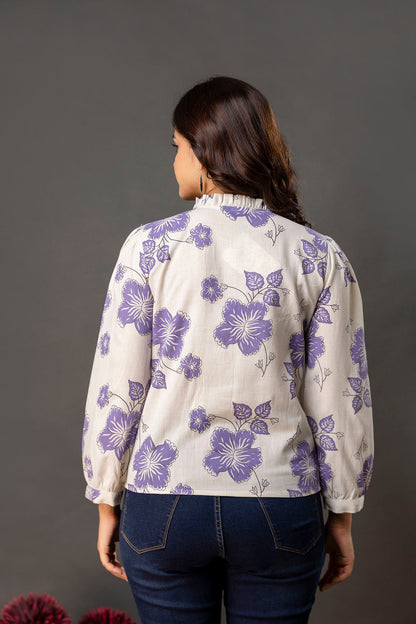 Off White Printed Top for Women | LASVINI - Redefining Indian Fashion with Elegance