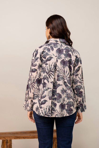 Beige Floral Printed Shirt for Women | LASVINI - Redefining Indian Fashion with Elegance
