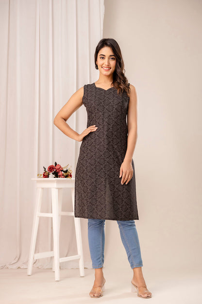 Black Printed Kurta for Women | LASVINI - Redefining Indian Fashion with Elegance