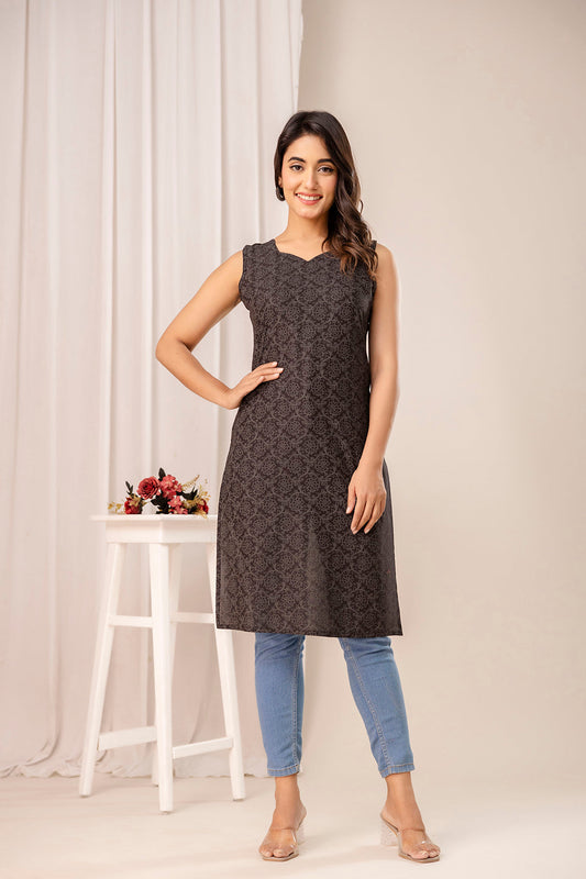 Black Printed Kurta for Women | LASVINI - Redefining Indian Fashion with Elegance