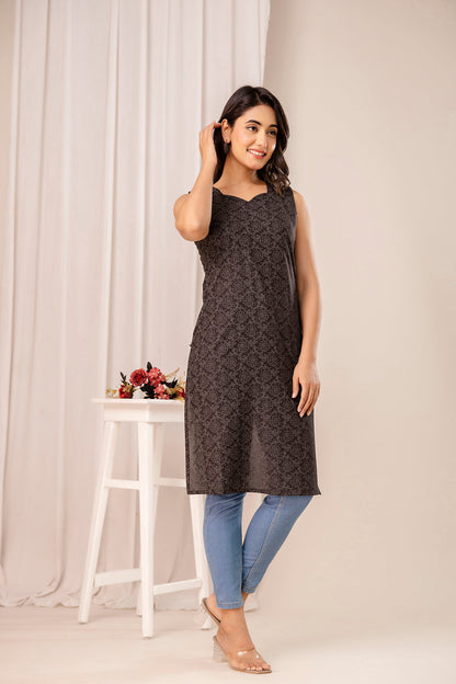 Black Printed Kurta for Women | LASVINI - Redefining Indian Fashion with Elegance