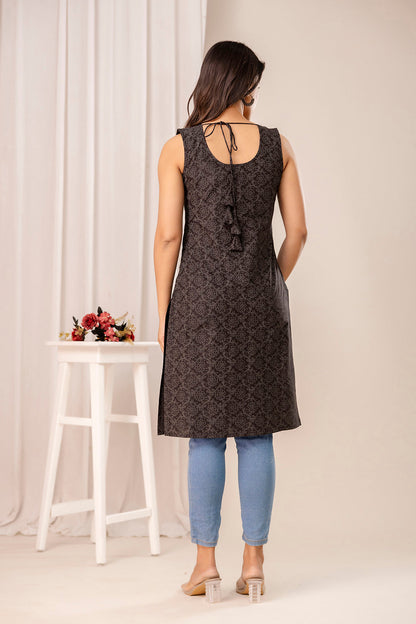 Black Printed Kurta for Women | LASVINI - Redefining Indian Fashion with Elegance