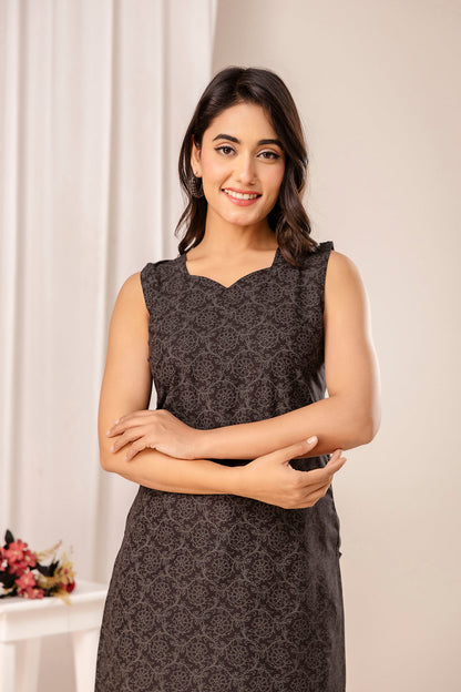 Black Printed Kurta for Women | LASVINI - Redefining Indian Fashion with Elegance