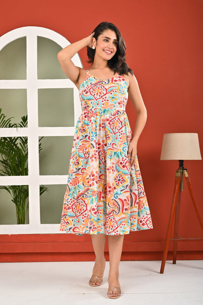 Multicolor Printed Dress for Women | LASVINI - Redefining Indian Fashion with Elegance