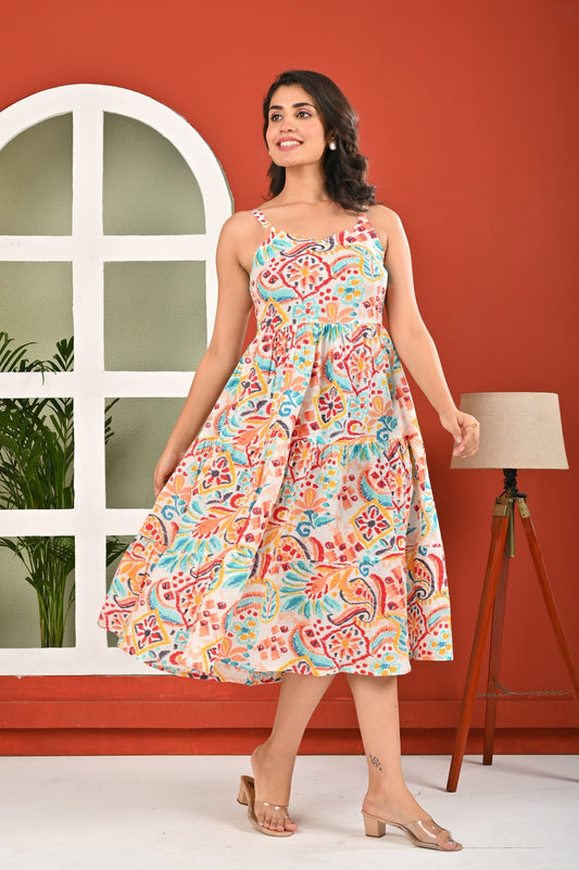 Multicolor Printed Dress for Women | LASVINI - Redefining Indian Fashion with Elegance