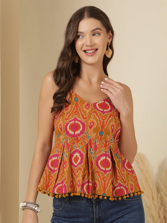 Multicolor Printed Sleeveless Top for Women | LASVINI - Redefining Indian Fashion with Elegance