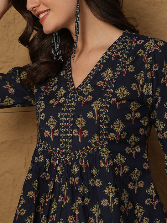 Blue Printed Top for Women | LASVINI - Redefining Indian Fashion with Elegance
