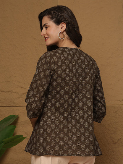 Brown Printed Top for Women | LASVINI - Redefining Indian Fashion with Elegance