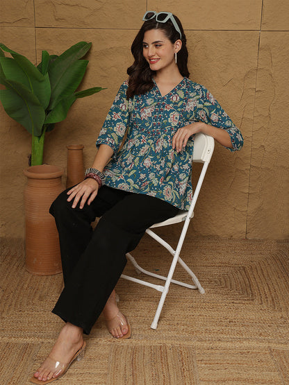 Floral Printed Top for Women | LASVINI - Redefining Indian Fashion with Elegance