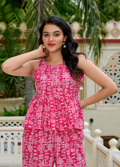Pink Printed Co-Ord Set for Women | LASVINI - Redefining Indian Fashion with Elegance