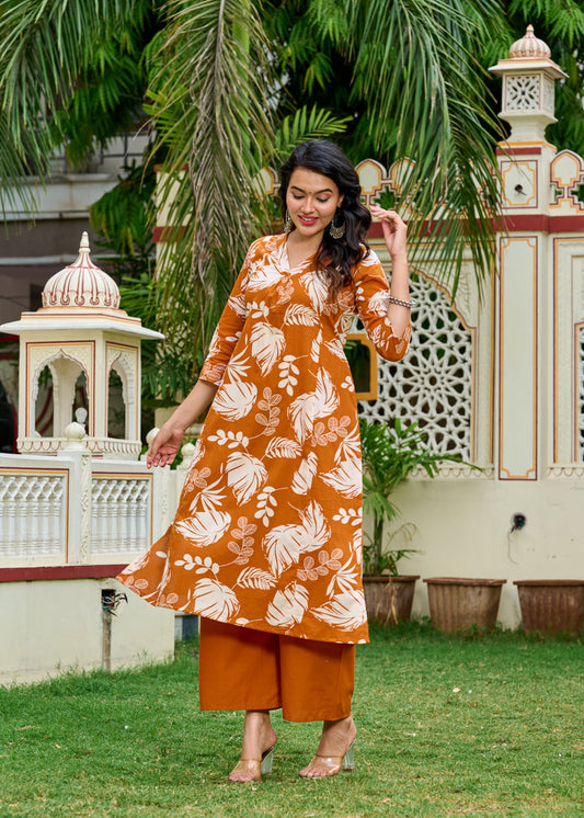 Rust Printed Co-Ord Set for Women | LASVINI - Redefining Indian Fashion with Elegance