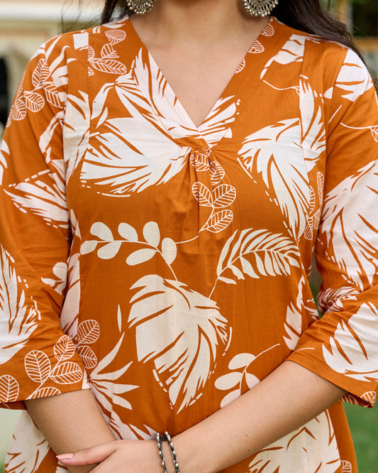 Rust Printed Co-Ord Set for Women | LASVINI - Redefining Indian Fashion with Elegance