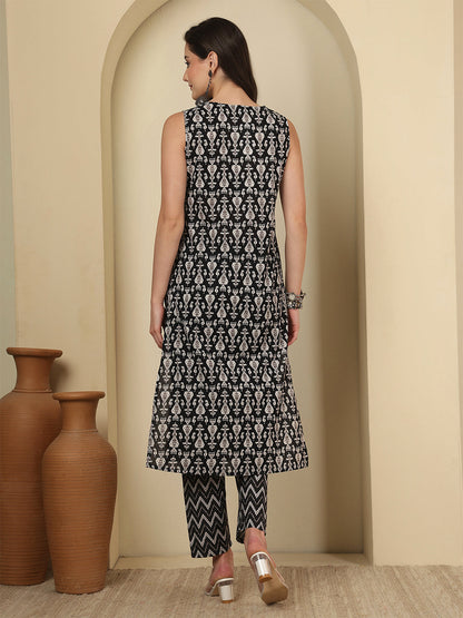 Black Printed Kurta Set for Women | LASVINI - Redefining Indian Fashion with Elegance