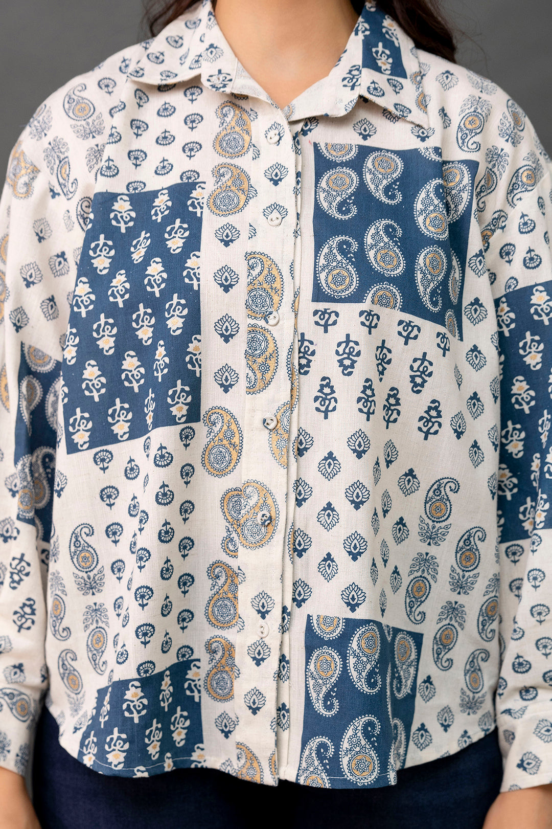 Off White Printed Shirt for Women | LASVINI - Redefining Indian Fashion with Elegance