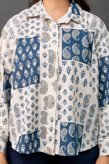 Off White Printed Shirt for Women | LASVINI - Redefining Indian Fashion with Elegance