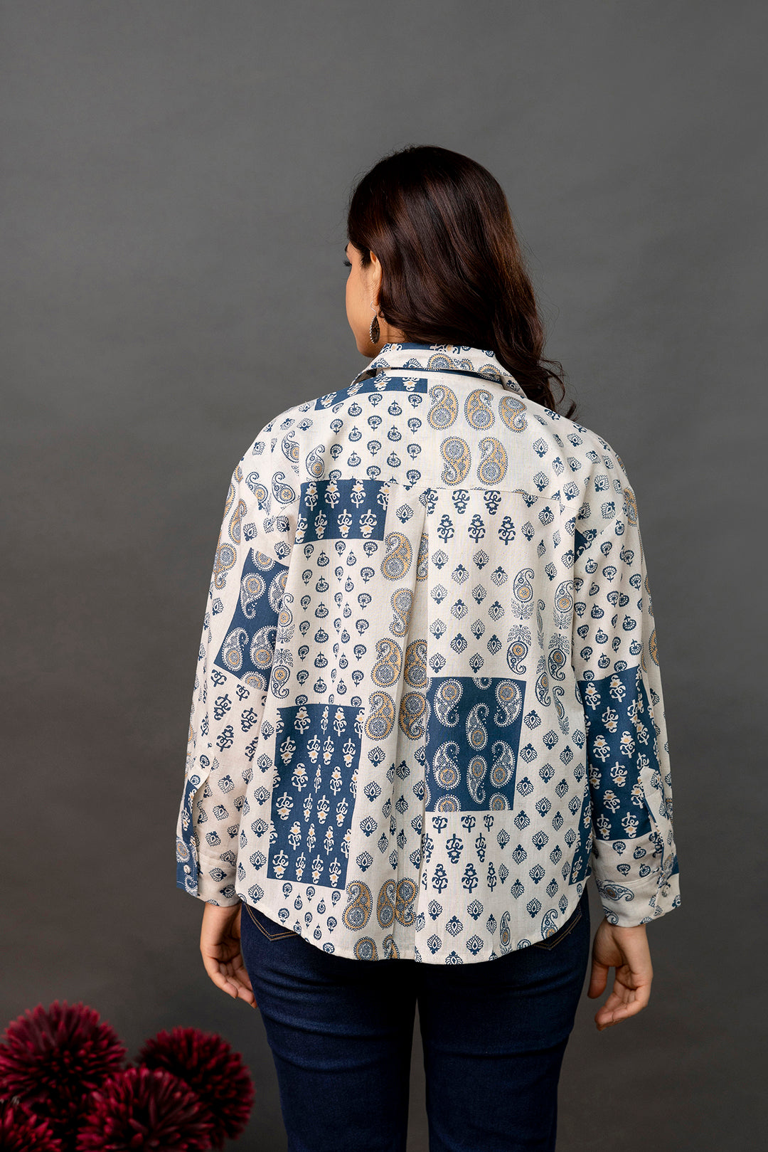 Off White Printed Shirt for Women | LASVINI - Redefining Indian Fashion with Elegance