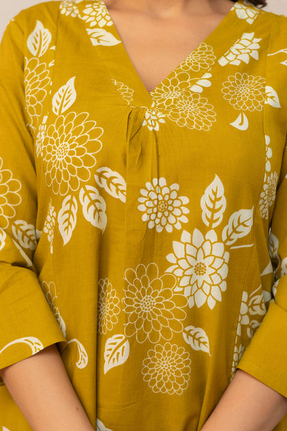 Yellow Printed Co-Ord Set for Women | LASVINI - Redefining Indian Fashion with Elegance