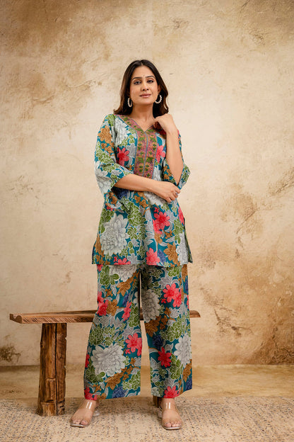 Multicolor Printed Co-Ord set for Women | LASVINI - Redefining Indian Fashion with Elegance