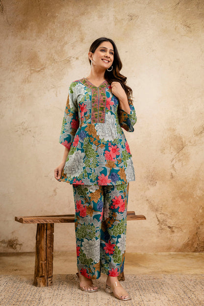 Multicolor Printed Co-Ord set for Women | LASVINI - Redefining Indian Fashion with Elegance