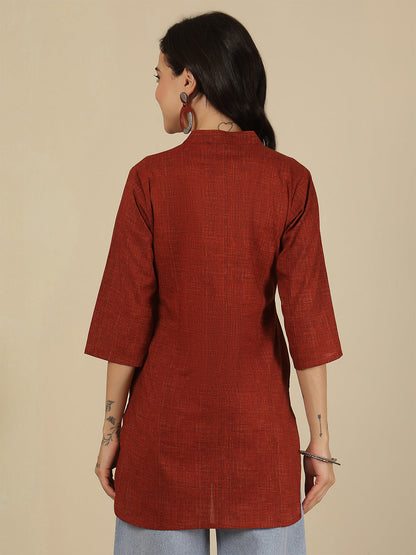 Maroon Solid Straight Tunic for Women | LASVINI - Redefining Indian Fashion with Elegance