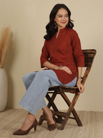 Maroon Solid Straight Tunic for Women | LASVINI - Redefining Indian Fashion with Elegance