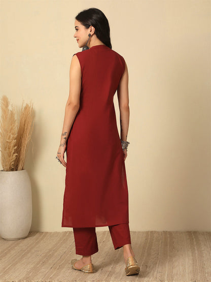 Marron Solid Kurta Set for Women | LASVINI - Redefining Indian Fashion with Elegance