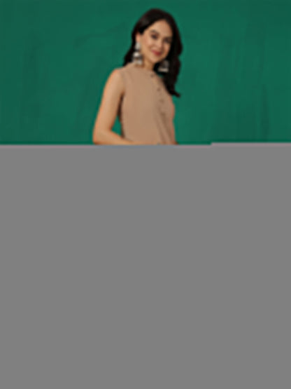 Beige Solid Kurta Set for Women | LASVINI - Redefining Indian Fashion with Elegance