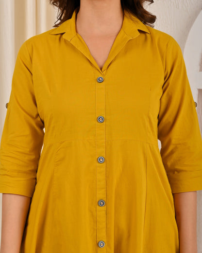 Yellow Solid Casual Wear Dress for Women | LASVINI - Redefining Indian Fashion with Elegance