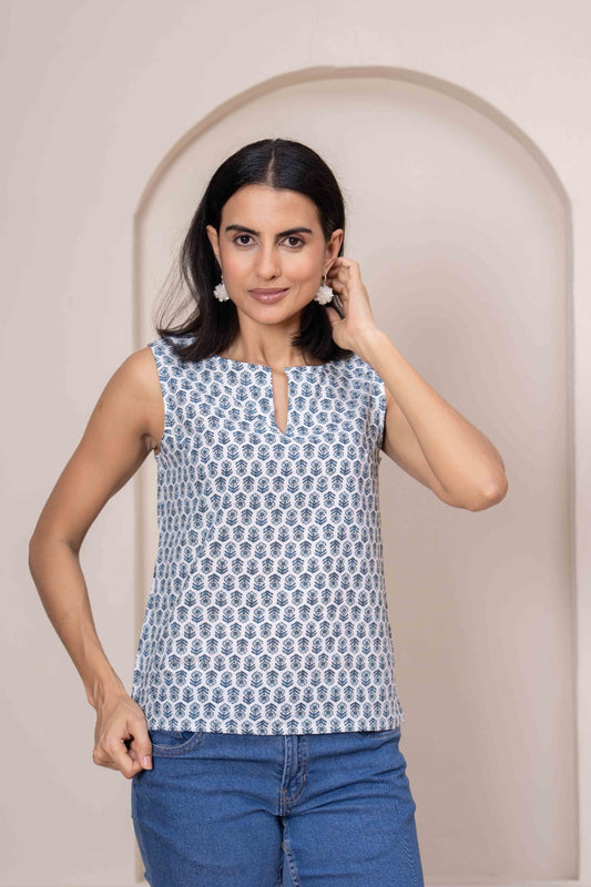 Women Off White Printed Straight Top | LASVINI - Redefining Indian Fashion with Elegance