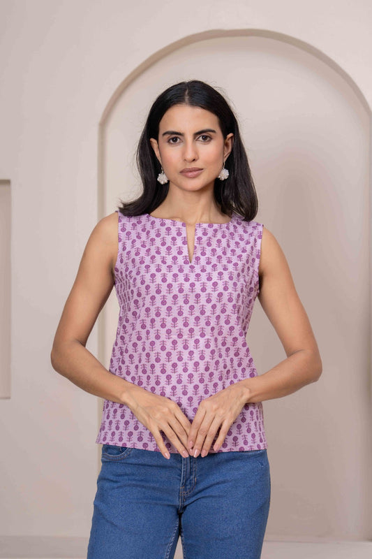 Women Pink Printed Straight Top | LASVINI - Redefining Indian Fashion with Elegance