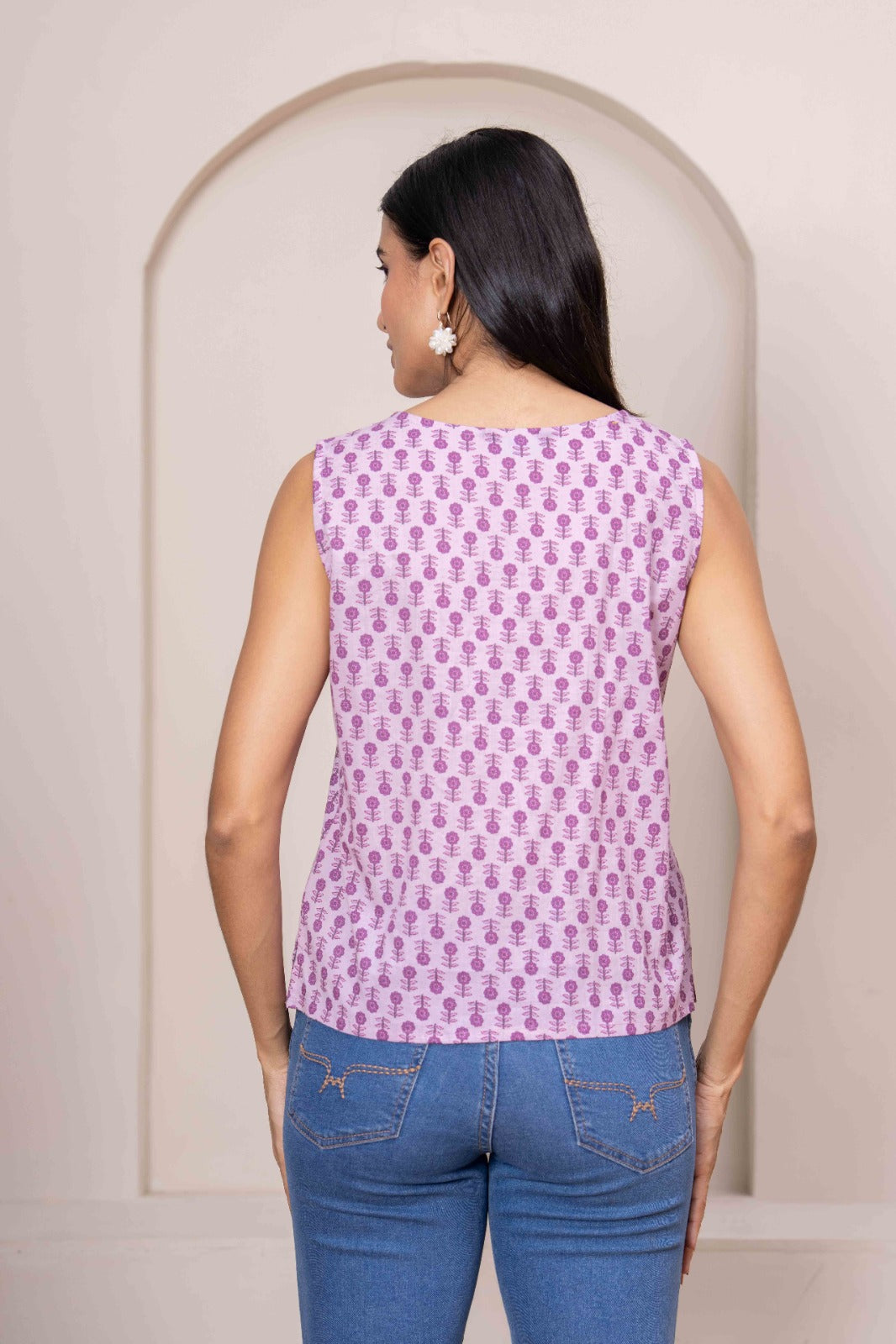 Women Pink Printed Straight Top | LASVINI - Redefining Indian Fashion with Elegance