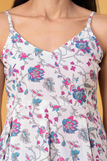 White Printed Sleeveless Top for Women | LASVINI - Redefining Indian Fashion with Elegance