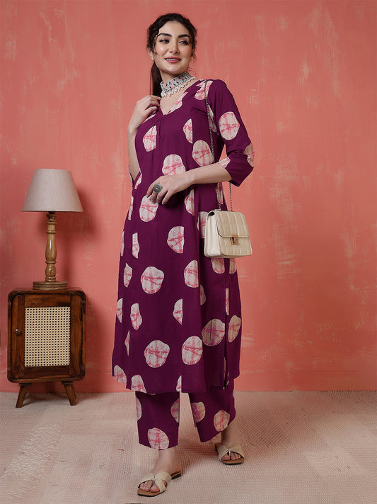 Maroon Printed Co-Ord Set for Women | LASVINI - Redefining Indian Fashion with Elegance