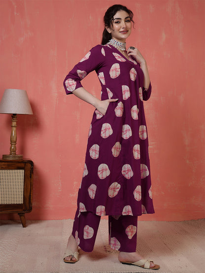 Maroon Printed Co-Ord Set for Women | LASVINI - Redefining Indian Fashion with Elegance