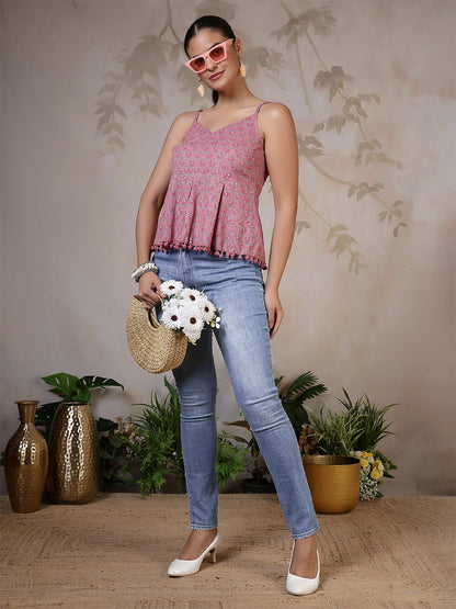 Women Mauve Printed Top | LASVINI - Redefining Indian Fashion with Elegance