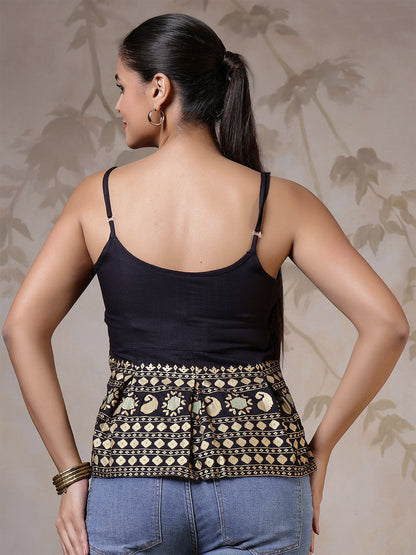 Women Black Printed Top | LASVINI - Redefining Indian Fashion with Elegance