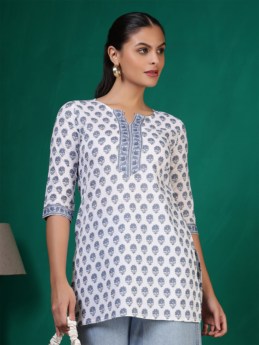 Women Off white Printed Straight Tunic | LASVINI - Redefining Indian Fashion with Elegance