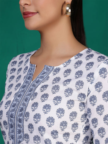 Women Off white Printed Straight Tunic | LASVINI - Redefining Indian Fashion with Elegance