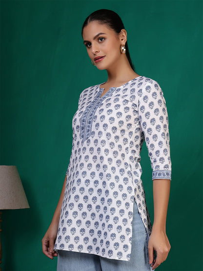 Women Off white Printed Straight Tunic | LASVINI - Redefining Indian Fashion with Elegance