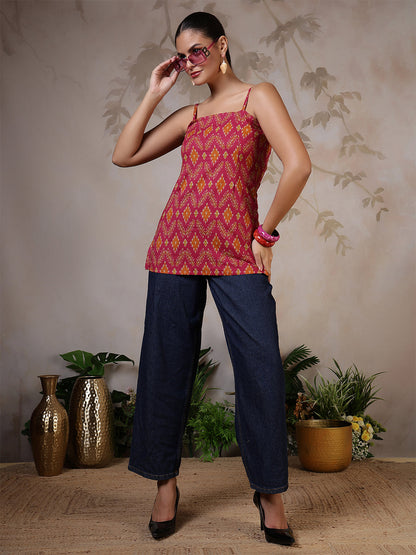Women Multicolor Printed Straight Tunic | LASVINI - Redefining Indian Fashion with Elegance